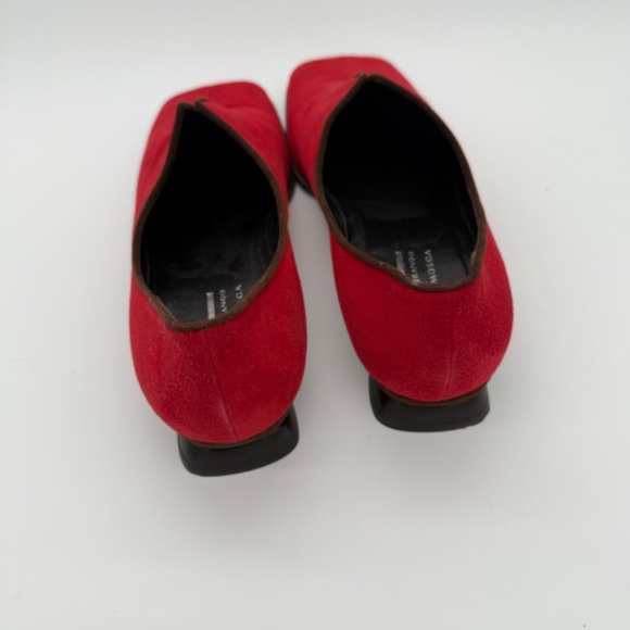 Vintage Franco Fieramosca Red Suede Square Toe Slip-On Flats 10B Made in Italy - Picture 7 of 12